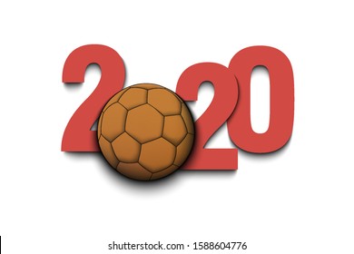 New Year numbers 2020 and handball ball on an isolated background. Creative design pattern for greeting card, banner, poster, flyer, party invitation, calendar. Vector illustration