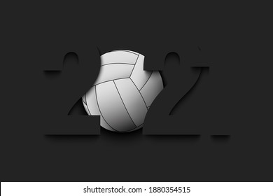 New Year numbers 2020 and volleyball ball on an isolated background. Creative design pattern for greeting card, banner, poster, flyer, party invitation, calendar. Vector illustration