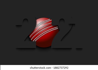 New Year numbers 2021 and cricket ball on an isolated background. Creative design pattern for greeting card, banner, poster, flyer, party invitation, calendar. Vector illustration