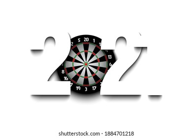 New Year numbers 2021 and a dartboard on an isolated background. Creative design pattern for greeting card, banner, poster, flyer, party invitation, calendar. Vector illustration
