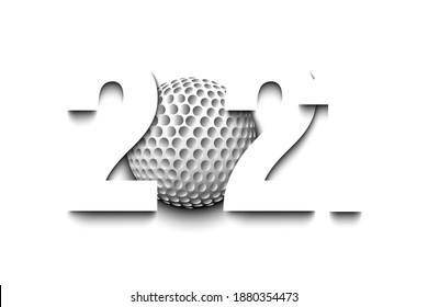 New Year numbers 2021 and golf ball on an isolated background. Creative design pattern for greeting card, banner, poster, flyer, party invitation, calendar. Vector illustration