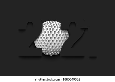 New Year numbers 2021 and golf ball on an isolated background. Creative design pattern for greeting card, banner, poster, flyer, party invitation, calendar. Vector illustration