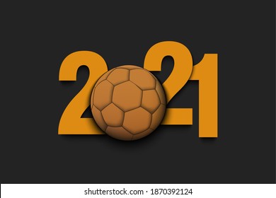 New Year numbers 2021 and handball ball on an isolated background. Creative design pattern for greeting card, banner, poster, flyer, party invitation, calendar. Vector illustration