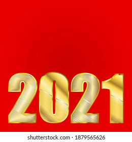 neues Jahr mit Zahlen 2021 auf rotem Hintergrund, Vektorgrafik