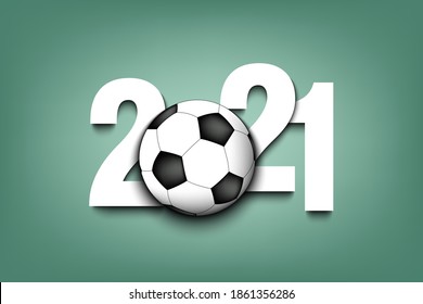 New Year numbers 2021 and soccer ball on an isolated background. Creative design pattern for greeting card, banner, poster, flyer, party invitation, calendar. Vector illustration