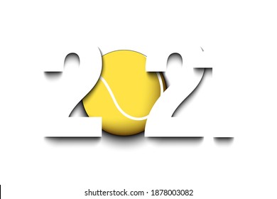 New Year numbers 2021 and tennis ball on an isolated background. Creative design pattern for greeting card, banner, poster, flyer, party invitation, calendar. Vector illustration