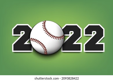 New Year numbers 2022 and baseball ball on an isolated background. Design pattern for greeting card, banner, poster. Vector illustration