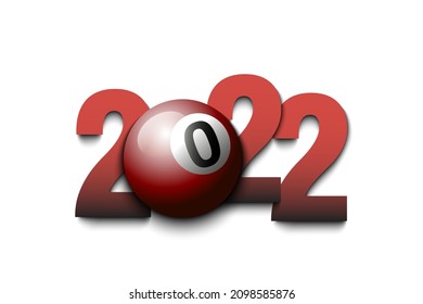 New Year numbers 2022 and billiard ball on an isolated background. Design pattern for greeting card, banner, poster. Vector illustration