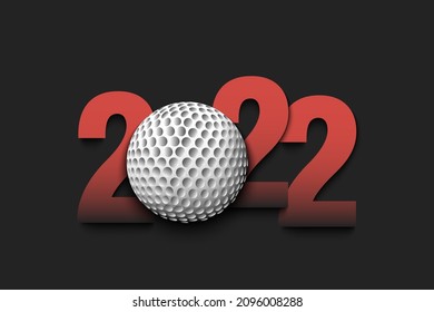 New Year numbers 2022 and golf ball on an isolated background. Design pattern for greeting card, banner, poster. Vector illustration