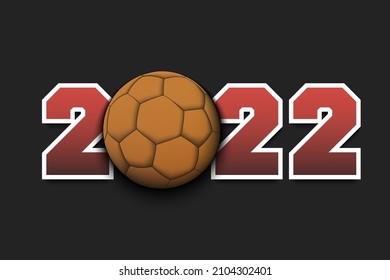 New Year numbers 2022 and handball ball on an isolated background. Design pattern for greeting card, banner, poster. Vector illustration