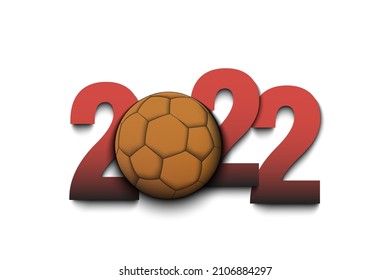 New Year numbers 2022 and handball ball on an isolated background. Design pattern for greeting card, banner, poster. Vector illustration