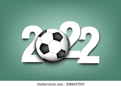 New Year numbers 2022 and soccer ball on an isolated background. Design pattern for greeting card, banner, poster, flyer, party invitation, calendar. Vector illustration