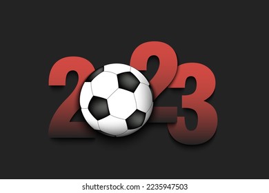 New Year numbers 2022 and soccer ball on an isolated background. Creative design pattern for greeting card, banner, poster, flyer, party invitation, calendar. Vector illustration