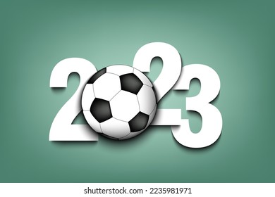New Year numbers 2022 and soccer ball on an isolated background. Creative design pattern for greeting card, banner, poster, flyer, party invitation, calendar. Vector illustration