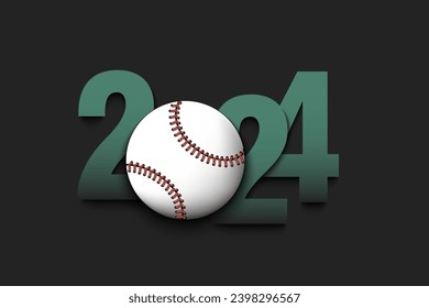 New Year numbers 2023 and baseball ball on an isolated background. Creative design pattern for greeting card, banner, poster, flyer, party invitation, calendar. Vector illustration