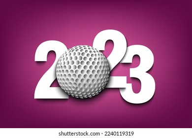 New Year numbers 2023 and golf ball on an isolated background. Creative design pattern for greeting card, banner, poster, flyer, party invitation, calendar. Vector illustration