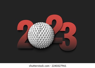New Year numbers 2023 and golf ball on an isolated background. Creative design pattern for greeting card, banner, poster, flyer, party invitation, calendar. Vector illustration