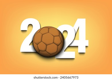 New Year numbers 2024 and handball ball on an isolated background. Creative design pattern for greeting card, banner, poster, flyer, party invitation, calendar. Vector illustration