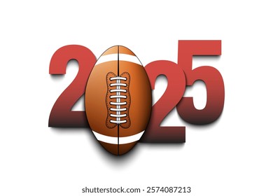 New Year numbers 2025 and football ball on an isolated background. Creative design pattern for greeting card, banner, poster, flyer, party invitation, calendar. Vector illustration