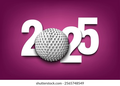 New Year numbers 2025 and golf ball on an isolated background. Creative design pattern for greeting card, banner, poster, flyer, party invitation, calendar. Vector illustration