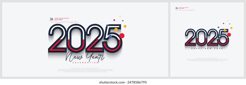 New Year numbers 2025 with a simple concept. Premium vector design for the new year 2025 with simple colors. 2025 new year background.