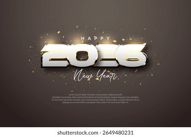 New year numbers 2026 with big and wide numbers. Modern and 3D design Happy new year 2026. Premium design for greetings, banners, posters, calendars or social media posts.