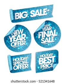 New year offer, new year final sale, holiday special offer, holiday best price, big sale stickers, winter holiday collection