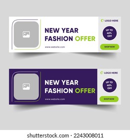 Año Nuevo ofrecer banner web para moda, publicaciones en medios sociales, diseño creativo de pancartas