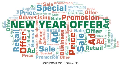 New Year Offer word cloud. Wordcloud made with text only.