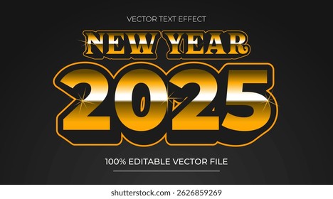 Ano novo oferece efeito de texto 3d e efeito de texto editável com cor de luxo