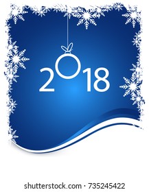 New year on winter blue background