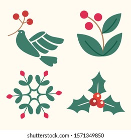 New year ornaments. Christmas objects.