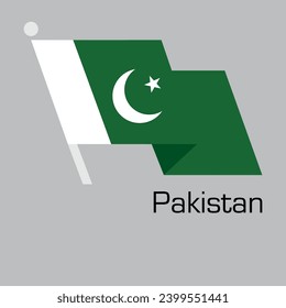 Diseño vectorial de bandera de PAKISTÁN. Estilo de la bandera ondeando. Ilustración vectorial, Eps 10