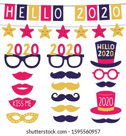 New year party 2020 banners and party props