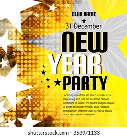 New Year party background with place for text. Colorful halftone background. Vector Illustration