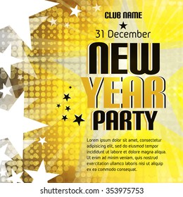 New Year party background with place for text. Colorful halftone background. Vector Illustration