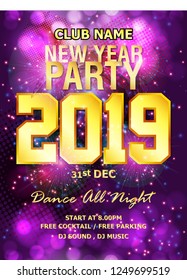 New Year Party backgrounds design / Flyer, Banner or Pamphlet for Happy New Year's 2019 Eve Party design
