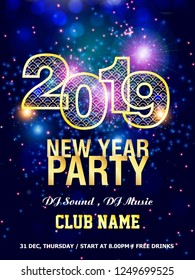 New Year Party backgrounds design / Flyer, Banner or Pamphlet for Happy New Year's 2019 Eve Party design