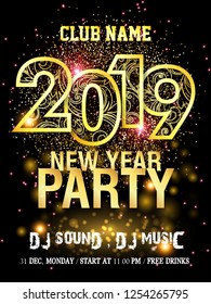 New Year Party backgrounds design / Flyer, Banner or Pamphlet for Happy New Year's 2019 Eve Party design