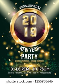 New Year Party backgrounds design / Flyer, Banner or Pamphlet for Happy New Year's 2019 Eve Party design