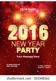 New Year Party backgrounds design / Flyer, Banner or Pamphlet for Happy New Year's 2016 Eve Party design
