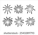 new year party celebration fireworks vector collection,vibrant illustration of fireworks, collection of vector illustrations holiday fireworks splashes on white background.