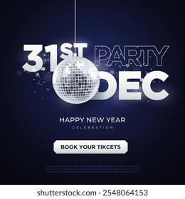 New Year Party Celebration Invitation banner design. 2024 31st december party Celebration Template.