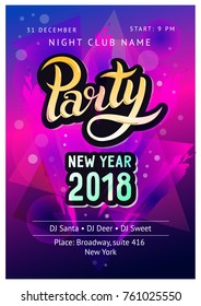 New Year Party Celebration Poster Template illustration on Shiny Colorful Background. New year flyer with modern lettering.
