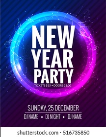 New year party and Christmas party poster template design. Disco night banner flyer. New year Holiday celebration invitation.