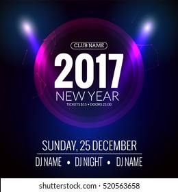 New year party and Christmas party poster template design. Disco night banner flyer. New year Holiday celebration invitation