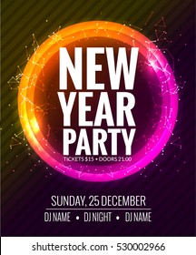 New year party and Christmas party poster template design. Disco night banner flyer. New year Holiday celebration invitation