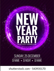 New year party and Christmas party poster template design. Disco night banner flyer. New year Holiday celebration invitation.