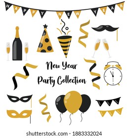 New Year Party Collections Icon. Hand drawn New Year Icon Set