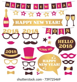 New Year party design elements and photo booth props